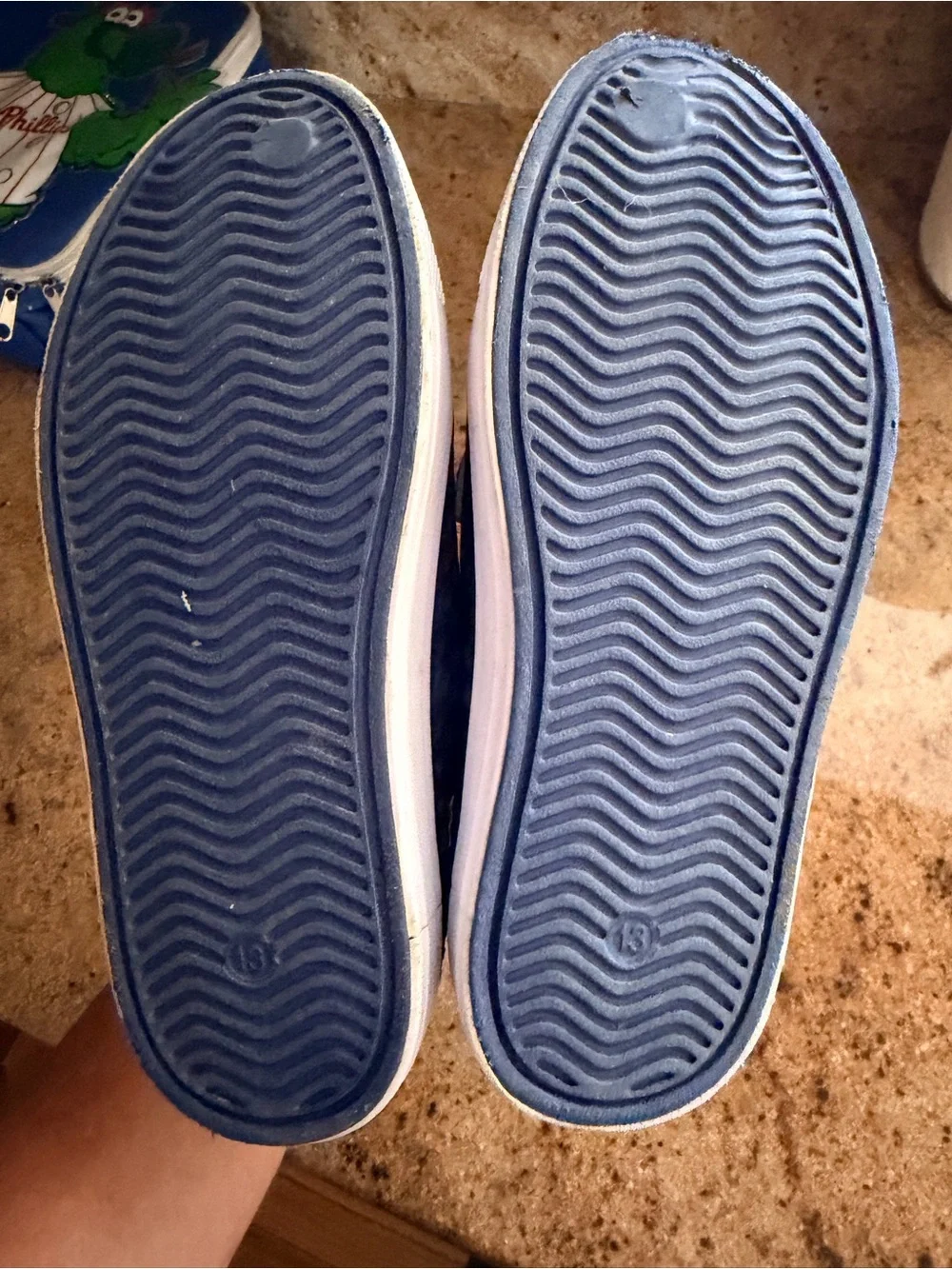 Skechers Kids Navy Blue Slip-On Water Shoes with Orange Lining and Sports Charms